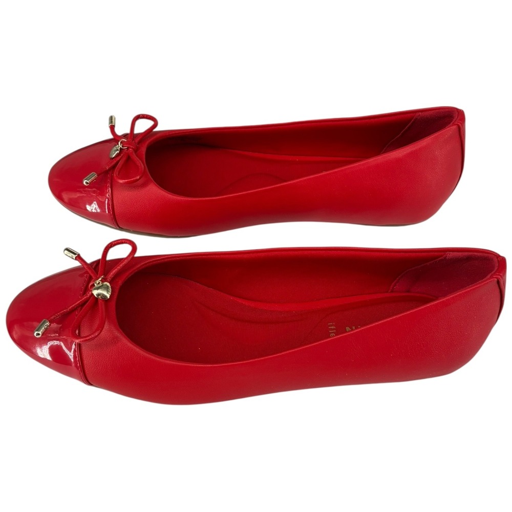 Anne Klein Luci Red Ballet Flats Bow Cap Toe iFlex Dressy Shoes 6M NIB - Picture 4 of 7